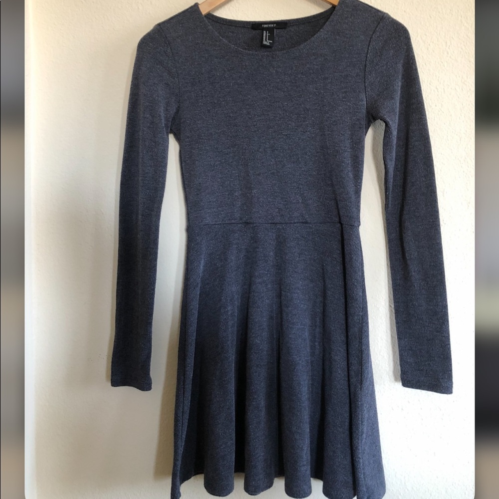 Grey Full Sleeve Midi Dress